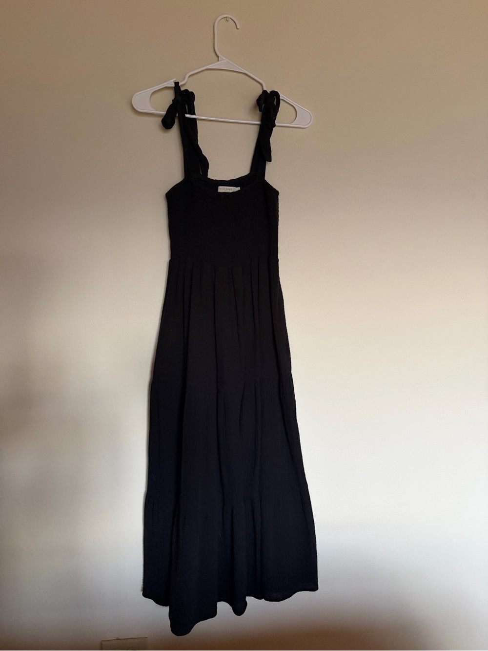 Christy Dawn Black Tie-Shoulder Midi Dress